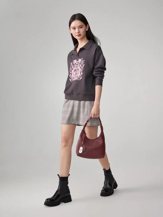 【锦上添花】雅y同款天丝羊毛空气层重工刺绣翻领套头卫衣 商品图1