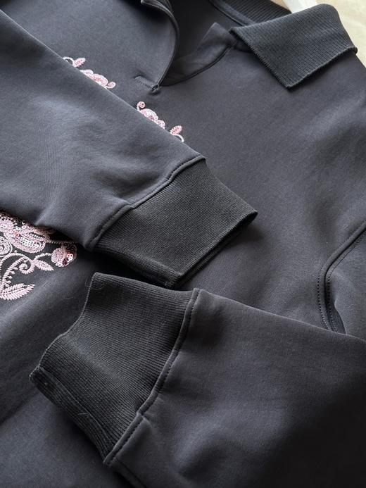 【锦上添花】雅y同款天丝羊毛空气层重工刺绣翻领套头卫衣 商品图10