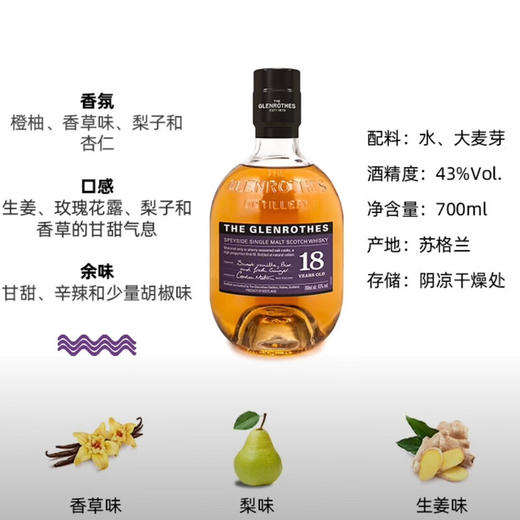 格兰路思18年尊贵特选单一麦芽威士忌 700ml 商品图2