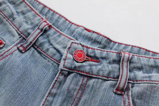 F031219复古水洗浅蓝牛仔裤宽松阔腿百搭休闲长裤 商品图2