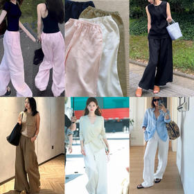 312-8 纯圆正 新配色 SEED亚麻阔腿长裤  很快会断码 我穿12码宽松效果