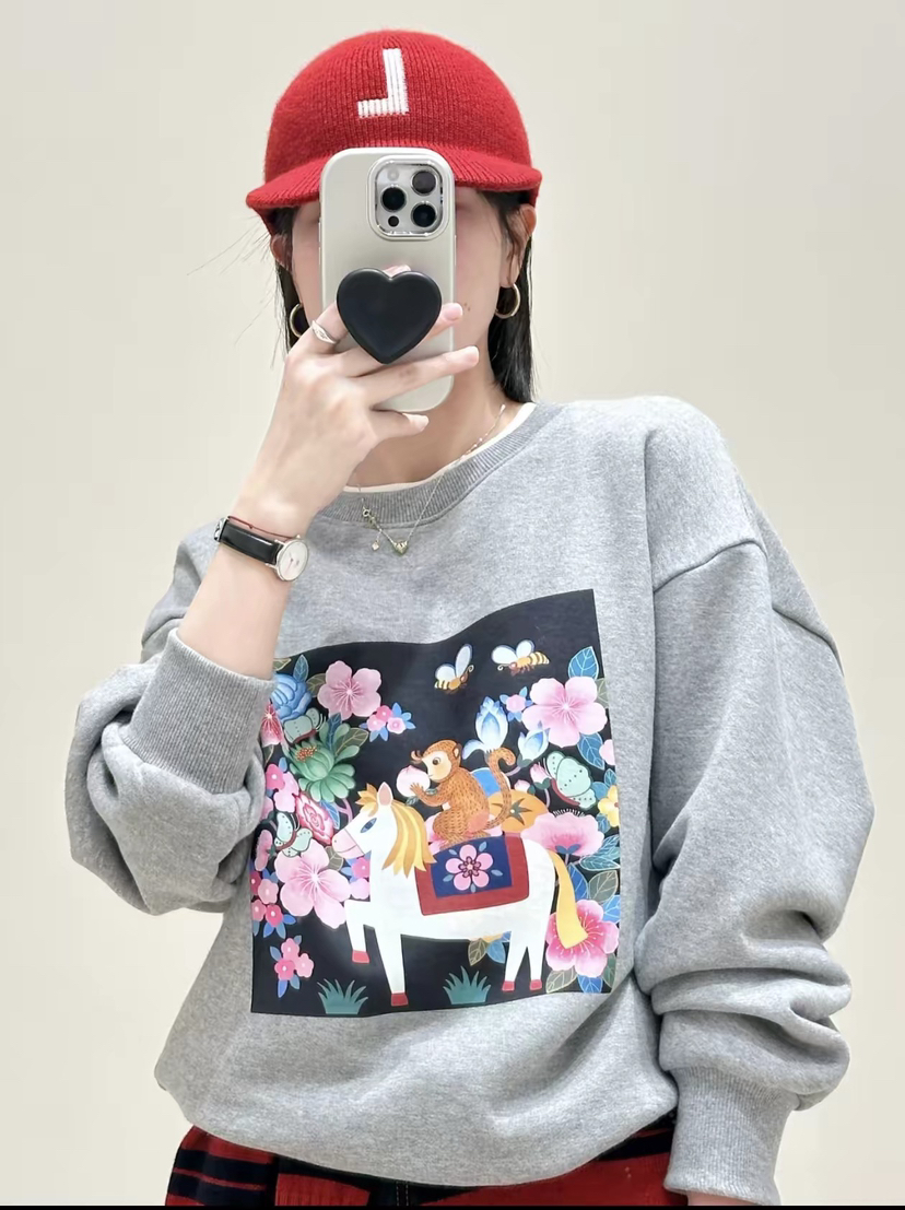 原单ICI*LE之禾女士印花圆领卫衣031203