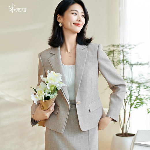 剩XXL 米思阳2026秋季新款气质职业短款西装修身一粒扣搭配正装外套0052 商品图0