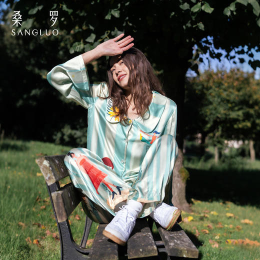 【李兰迪·明星同款】SANGLUO热带岛睡衣套装桑蚕丝亲肤柔滑可外穿家居服春夏 商品图1
