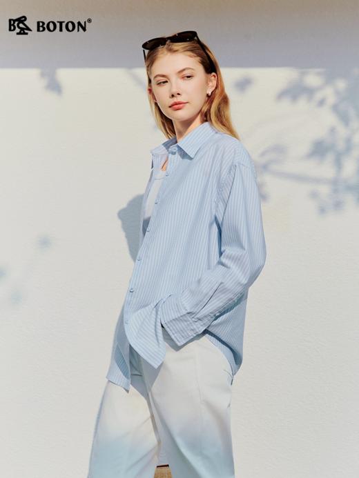 波顿女士春秋季宽松条纹长袖衬衫｜梭织挺括车工细，翻领有型件件见功夫LS169126D 商品图1