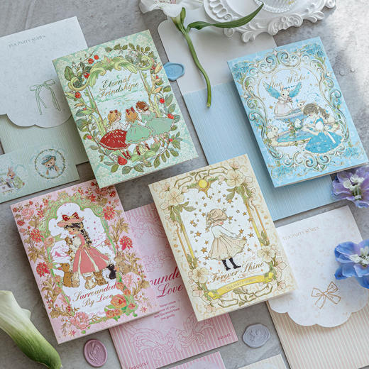 陌墨茶话会系列插画烫金贺卡信封套装 商品图0