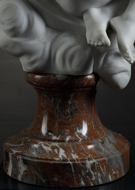 独角鹿西洋古董19世纪法国雕塑家Séraphin Denécheau签名创作出品大理石雕塑作品《狄安娜斜倚新月之上》 商品图12