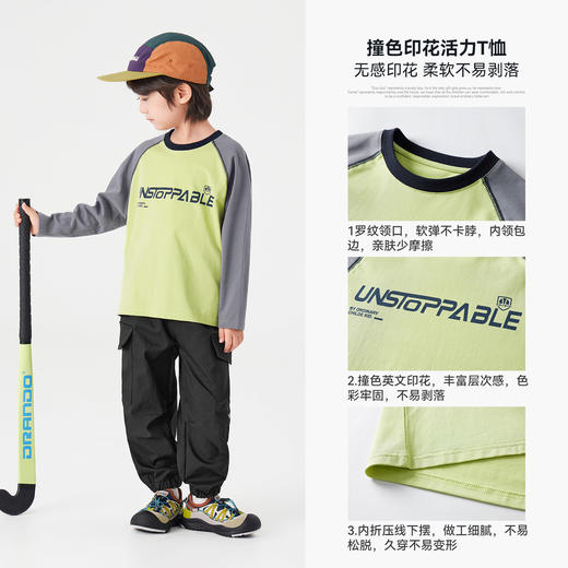 【件件底价，童装双倍积分】多多家男童长袖T恤纯棉春秋季2026春装新款儿童男孩字母印花上衣11436 商品图2