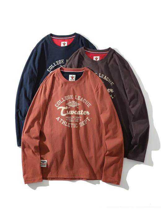 【nsn-T324】男子春款重工水洗磨毛圆领复古印花长袖T恤！！ 商品图0