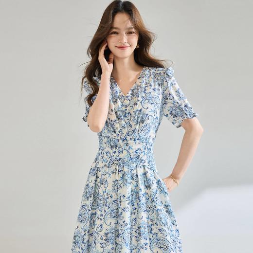 「高货sh」全新升级【铂金会员284/天猫379/差价95】(04045)洛诗琳法式清新印花连衣裙2026新款显瘦通勤气质收腰裙 商品图1