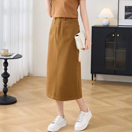 剩S 米思阳2025秋季新款时尚休闲天丝半身裙高腰设计感裙子 商品图1