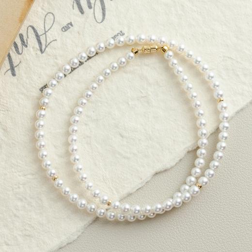 菜菜家点点金小米珠项链|4mm淡水珍珠，搭配18k金隔片，单戴叠戴都好看 商品图6