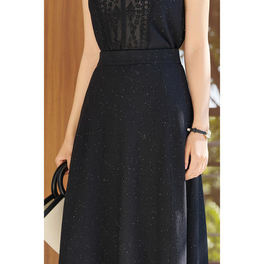 剩M/L 米思阳2025春季新款气质轻奢天丝半身裙流苏细闪星空美裙子5428 商品图4