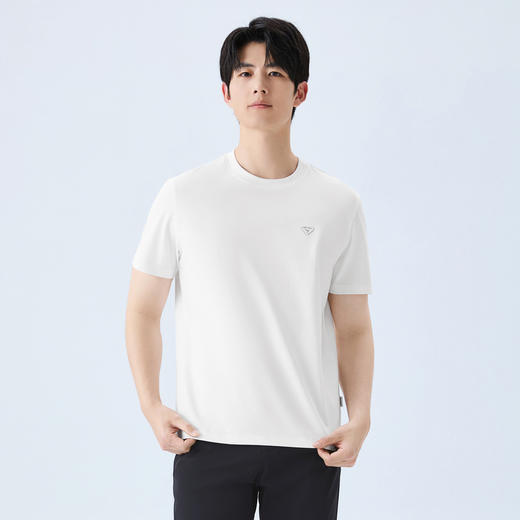 【50支双面凉感】柒牌男装2026夏季圆领柔软凉感商务休闲短袖T恤 130T72170 商品图1