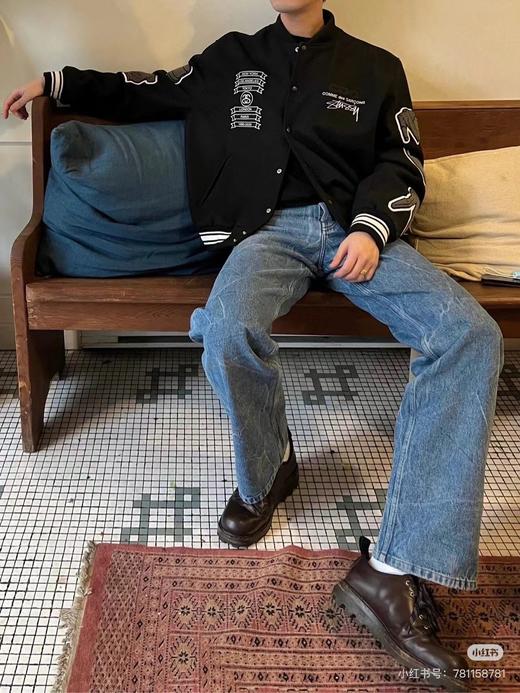 F031247美式街头毛呢刺绣羊毛混纺高街飞行员夹克男女同款棒球服 商品图5