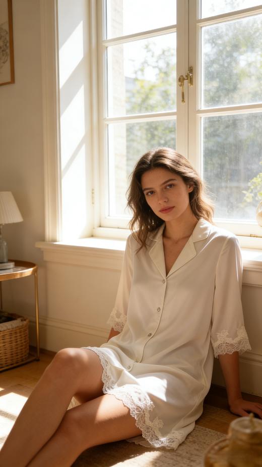 【100%桑蚕丝睡裙】SCHIESSER德国舒雅 铂雅女士高端真丝家居睡裙 91/20633D 商品图1