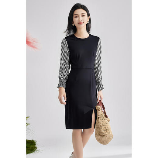 剩XXL 米思阳2026春季新款时尚通勤长袖修身显瘦气质女神连衣裙女1028 商品图2