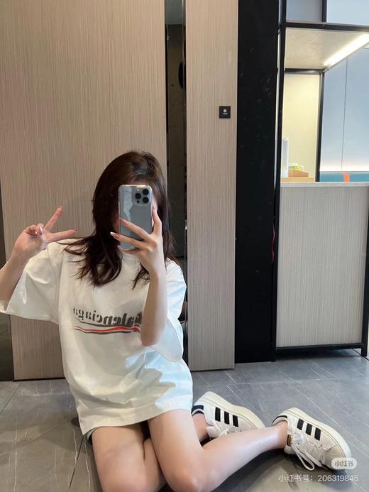 F031242新款模糊喷洒可乐印花休闲圆领宽松男女同款短袖T恤 商品图11