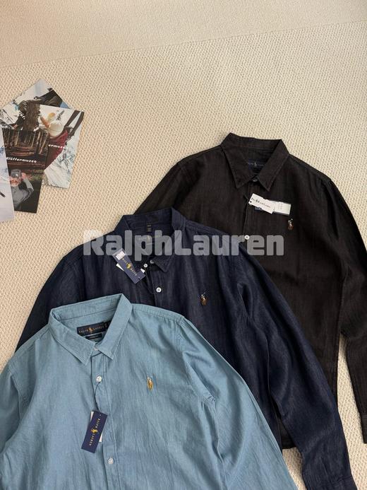 万针彩马刺绣！拉夫劳伦水洗薄牛仔长袖衬衫 商品图2