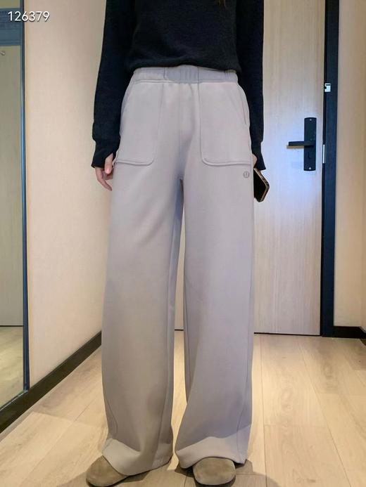 F031262暖皮绒休闲大口袋垂感宽松遮肉显瘦女士阔腿裤长裤 商品图5