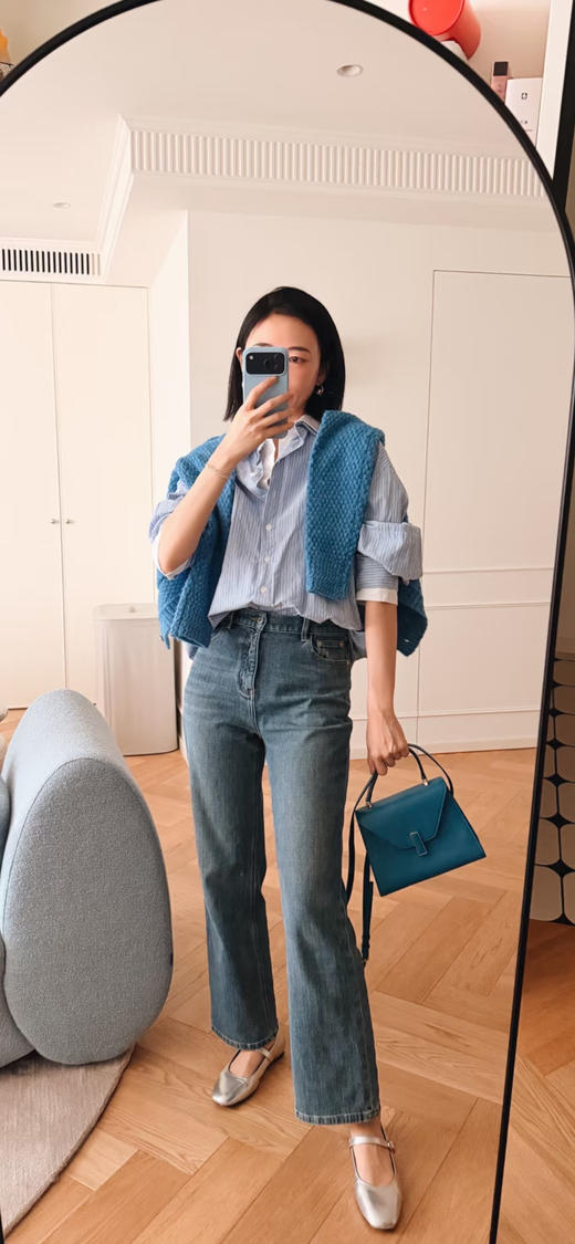 Valextra Iside 蓝色 十字纹牛皮 手提 斜挎包 商品图3