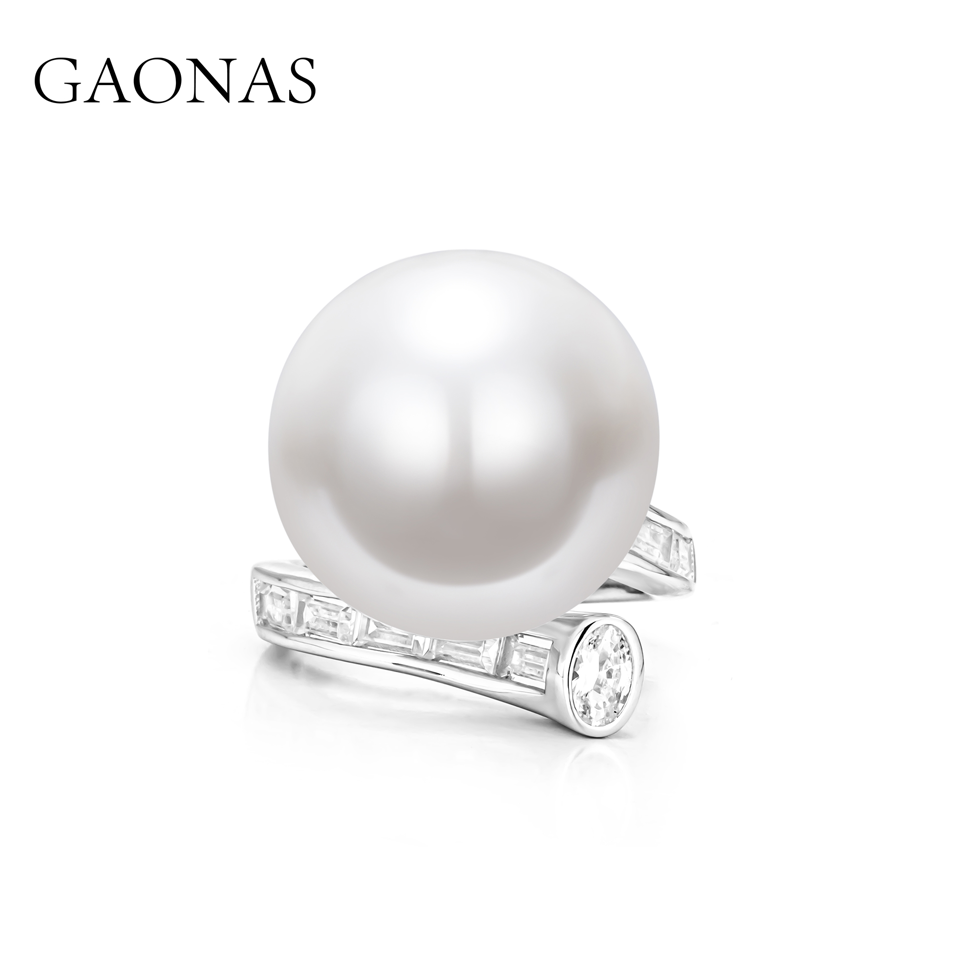 GAONAS  仿珍珠戒指 经典贵气优雅百搭白色珠20mm戒指