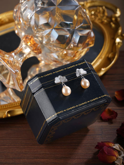 子佩集【幸好相遇】银S925珍珠惜王妃耳钉【E3913】双色银杏叶2602 商品图4