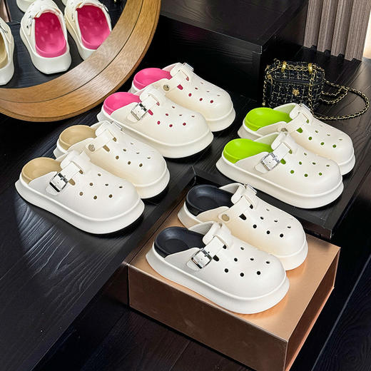 【可调节松紧❗加厚鞋底】新款夏季洞洞鞋女生EVA外穿不臭脚包头半拖网红时尚百搭拖鞋。rh 商品图2
