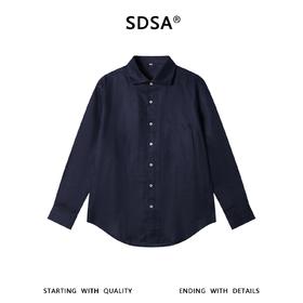 SDSA男装2026新款高贵轻奢极简风纯色亚麻长袖衬衫百搭时尚衬衣