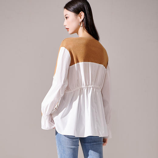 芳外新款别致小众休闲毛衣设计感撞色拼接针织衫女8T23CM1244 商品图3