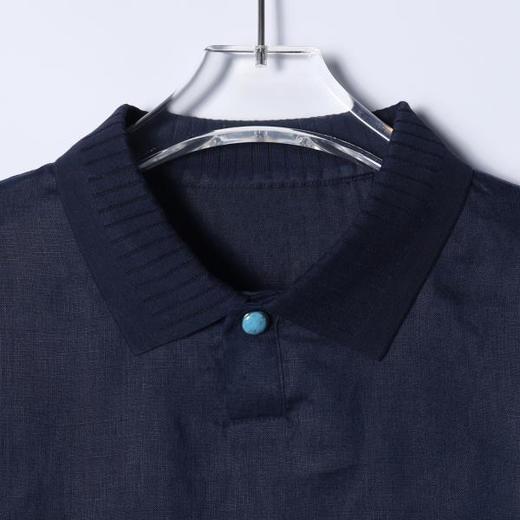 SDSA男装2026新款高贵轻奢韩版简约纯色拼接翻领长袖T恤百搭宽松 商品图1