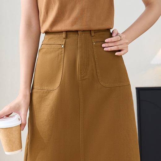 剩S 米思阳2025秋季新款时尚休闲天丝半身裙高腰设计感裙子 商品图4