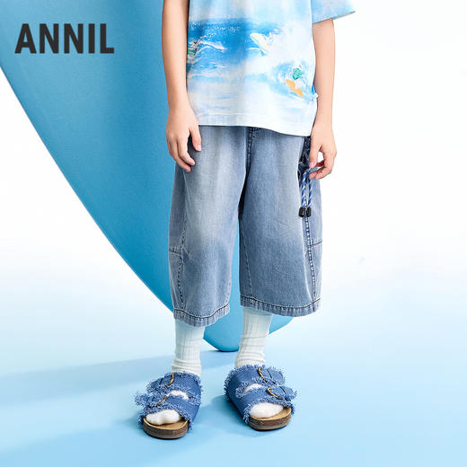 【实体店同款】男童全腰牛仔七分裤夏季新款安奈儿童装AB626146 商品图0
