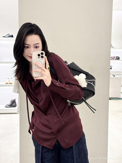 312-5 独家圆正 lew 26ss 30mm重磅真丝 设计感 系带衬衫 我穿40码 商品图6