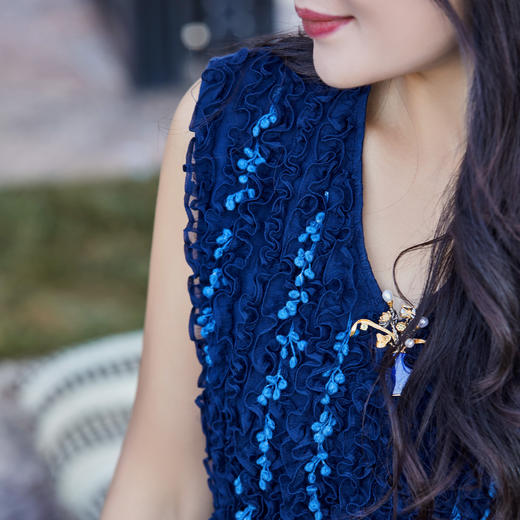 【林栖设计小店】植物染色|手工花边拼桑蚕丝多色2026夏新款纯棉连衣裙1962039 商品图7