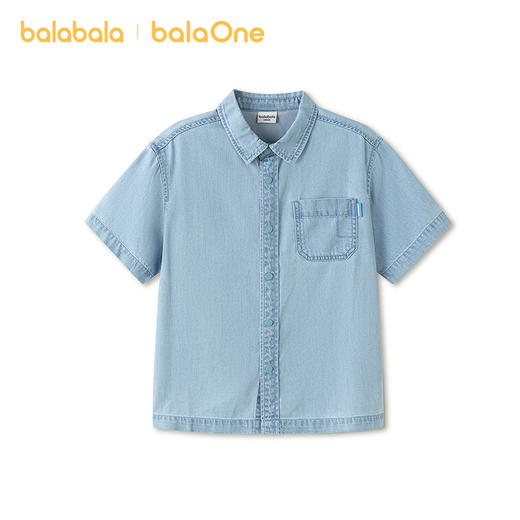 【balaOne】巴拉巴拉男童短袖衬衫儿童中大童牛仔2026新款夏百搭 商品图4