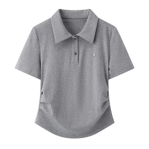 F031220春夏季新款灰色polo衫短袖阔腿卫裤两件套 商品图10