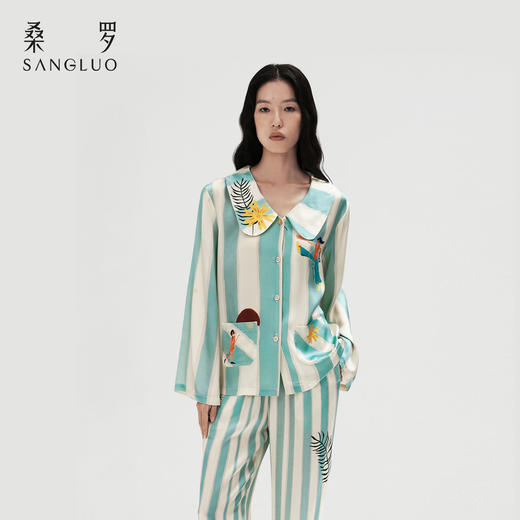 【李兰迪·明星同款】SANGLUO热带岛睡衣套装桑蚕丝亲肤柔滑可外穿家居服春夏 商品图5
