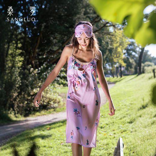 鬼马少女』桑罗魔法小狗撞色吊带裙桑蚕丝俏皮减龄 商品图2