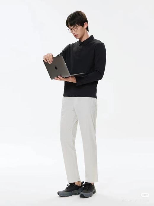 F031207春秋款纯色翻领吸湿速干长袖防晒男士t恤POLO 商品图3