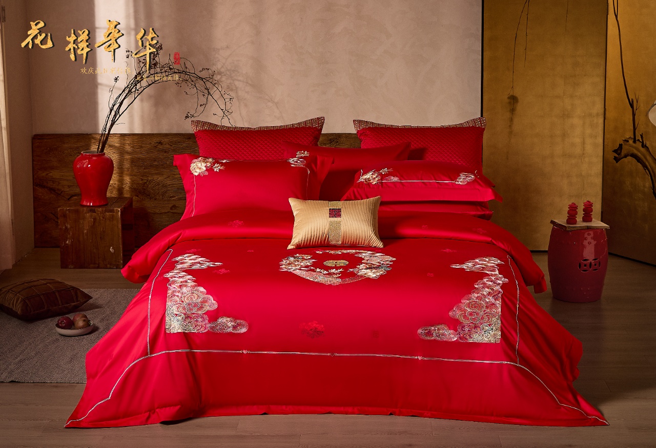 2026新款 婚庆纯棉刺绣四件套-花样年华