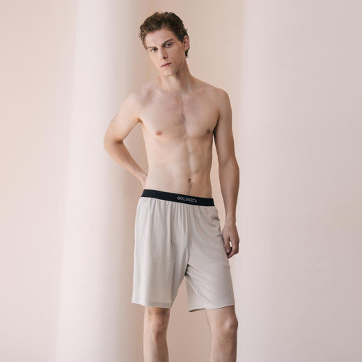Solo seta男士纯色短袖短裤睡衣套装莫代尔桑蚕丝家居服春夏休闲 商品图1