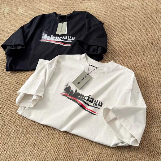 F031242新款模糊喷洒可乐印花休闲圆领宽松男女同款短袖T恤 商品图1