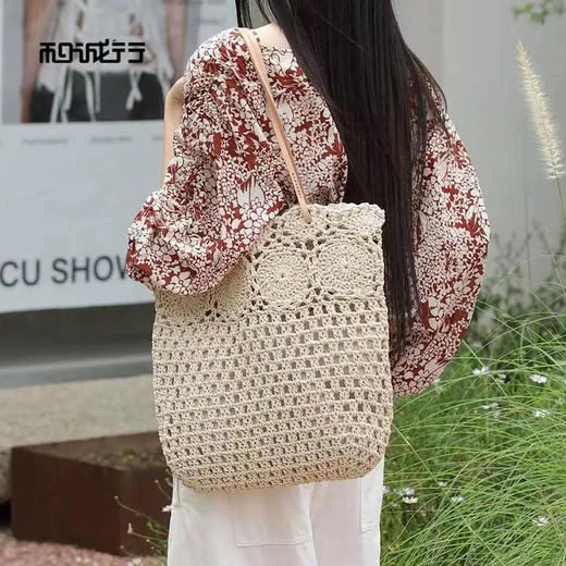 和诚行2026春季新款蜜蜡线拼接牛皮洋气浅色纯色大气单肩包4420195 商品图2