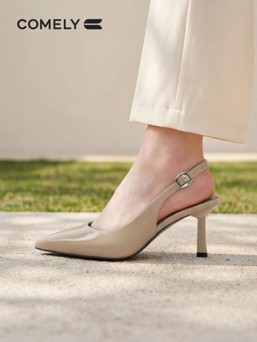 BF楼康莉真皮细跟高跟鞋女2026春夏新款漆皮尖头包头凉单鞋子吊牌价1180 活动价599 商品图0