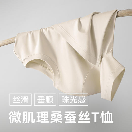 【门店同款】十如仕春夏新品微弹罗纹圆领微肌理桑蚕丝T恤短袖T23-02 商品图2