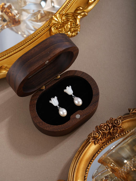 子佩集【森系铃音】银S925珍珠惜王妃耳钉【YE0990】双色玉兰花2602 商品图4