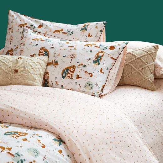 【代发】80支磨毛 欢乐峡谷 森林女孩 蓝铂儿童四件套纯棉（尺寸为被罩尺寸） 商品图2