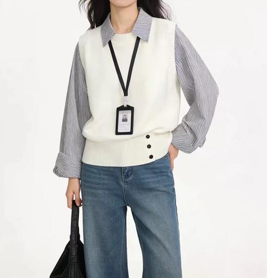 F031222春季新款气质减龄百搭宽松显瘦针织假两件上衣 商品图10