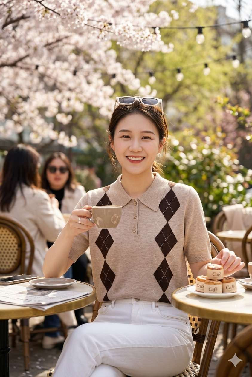 英伦概念|miu系菱格翻领短袖羊毛衫